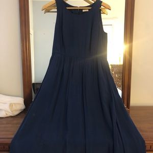 Royal Blue J Crew Midi Dress w Minor Pleating (Size 4)